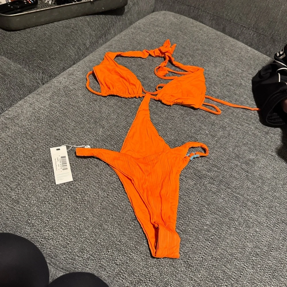 Frankie's Bikinis Bright Orange Bikini Set - Picture 2 of 6